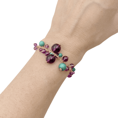 Bracelet Bracelet CARTIER, modèle "Délices de Goa", or rose, améthyste, turquoises et diamants. 58 Facettes 34810