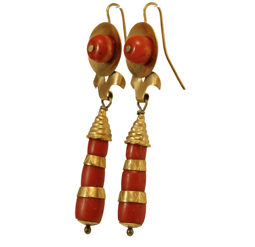 Boucles d'oreilles Boucles d'oreilles antiques en or corail 58 Facettes 7672