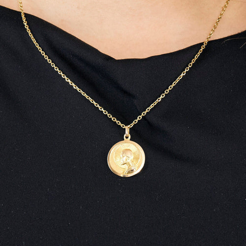 Pendentif Médaille double face Vierge & Jésus en or 18K 58 Facettes