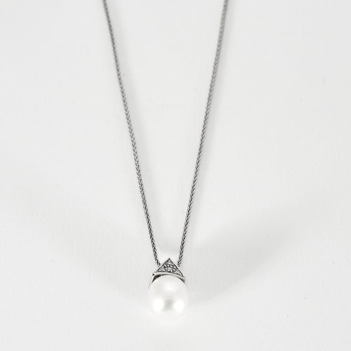 Collier Collier or blanc perle diamants 58 Facettes LP912