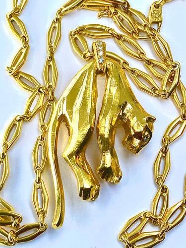 Collier Cartier - Collier « C de Cartier » et pendentif panthère de Cartier, or jaune et diamants 58 Facettes AB435