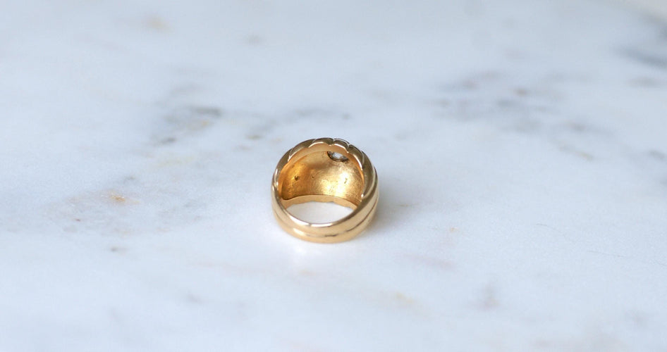 Bague 47 Bague Boule à Gaudrons Diamant sur Or et Platine 58 Facettes