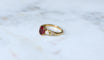 Bague 54 Bague or jaune, rubis et diamant poire 58 Facettes