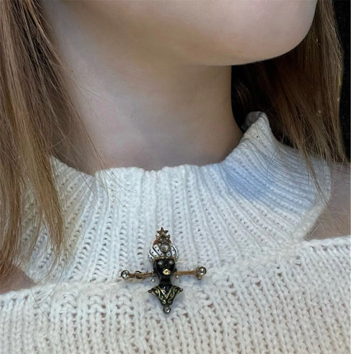 Broche Broche en or et émaux polychromes « Moretto » – Chef-d'œuvre de l'atelier A. Gigante 58 Facettes