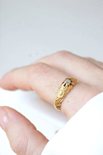 Bague 59 Bague ancienne jonc fleur diamant 58 Facettes