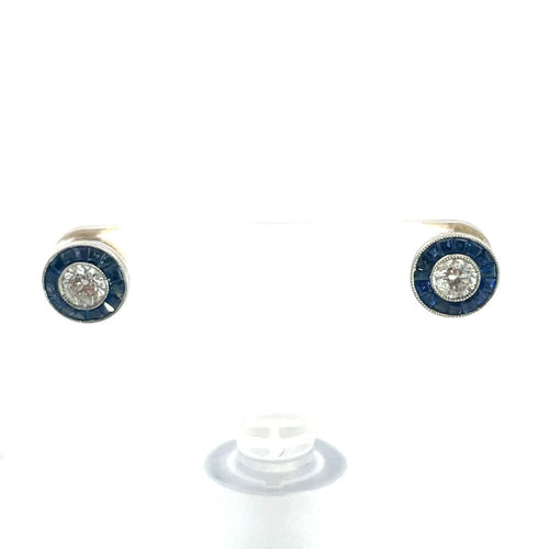 Platinum, Sapphire & Diamond Studs 58 Facettes UN0078