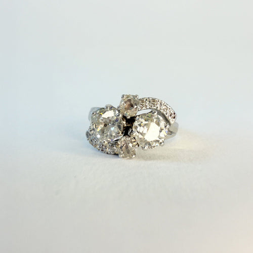 Bague 55 Bague Toi & Moi or gris, platine, diamant - 1930's 58 Facettes INV034
