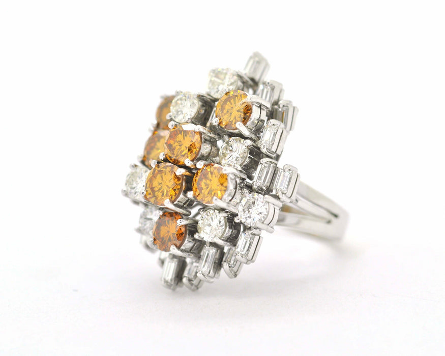 Bague en or blanc avec diamants jaunes et blancs 58 Facettes