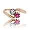 Bague 55 Bague Toi et Moi rubis diamant or jaune 58 Facettes 23-348