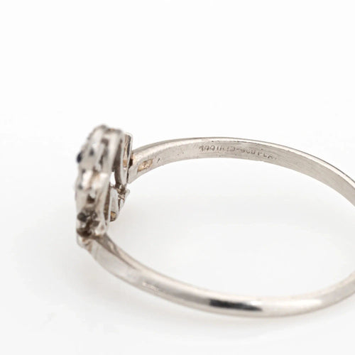 Bague 58.5 vintage Art Déco Bird Ring Conversion Platine Diamant Saphir Rubis 58 Facettes G13453