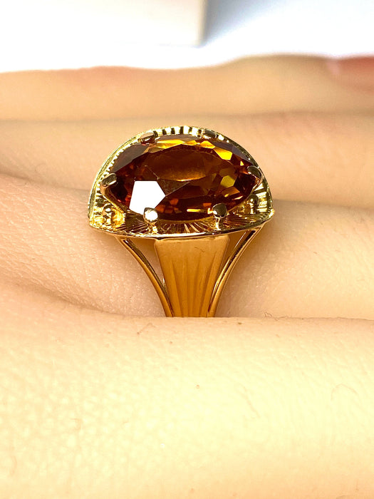 Ring style Art Deco citrine rose gold