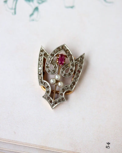 Collier Coulant de Sautoir ou Pendentif en Or, Rubis et Perles 58 Facettes A11577