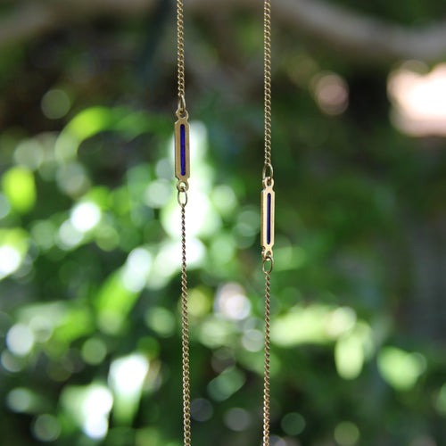 Collier 14K Gold Vintage UnoAErre Blue Plique-à-Jour Chain 58 Facettes