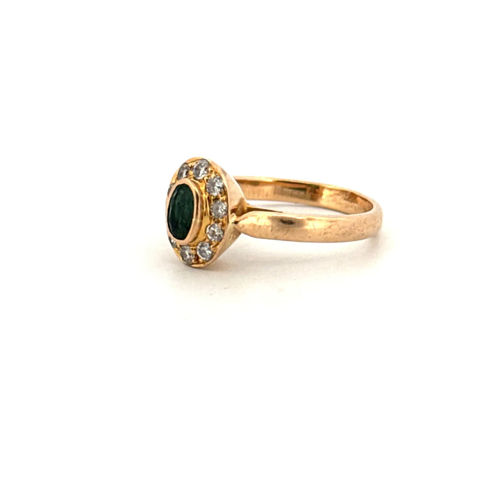 Pompadour Ring 18k Yellow Gold Emeralds & Diamonds