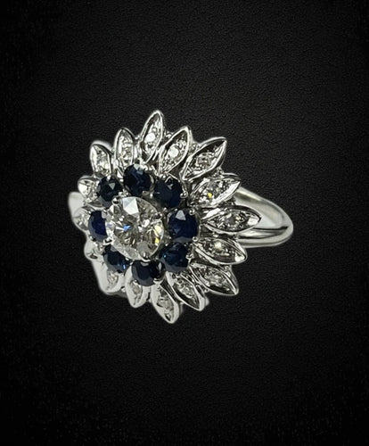 Bague Bague Fleur Étoile avec saphirs et diamants 58 Facettes