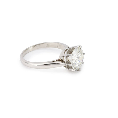 Bague 52 Bague Solitaire platine, or gris, diamant 2.40 cts (Certificat) 58 Facettes BD203