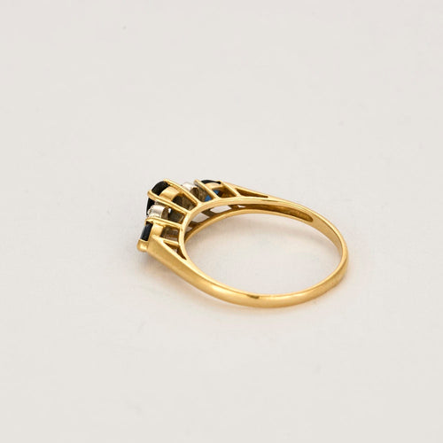 Bague 56 Bague or jaune, saphir et diamants 58 Facettes BEA3298