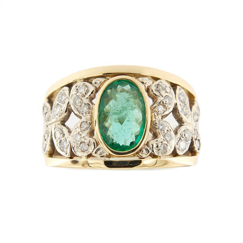 Bague Bague avec émeraude et diamants 58 Facettes 36072