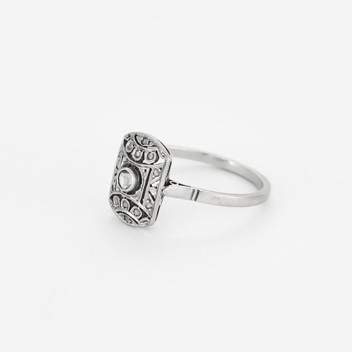 Bague 55 Bague en platine, or gris et diamants 58 Facettes EL004