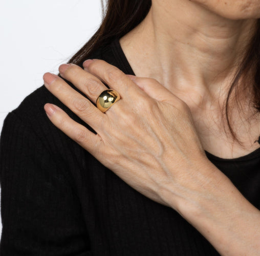 80s Vintage Cellino Dome Ring Sz 6 18k Yellow Gold Fine Italian Jewelry 58 Facettes G14089