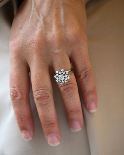 Куполасти прстен Margareta 1950 Дијаманти и бело злато