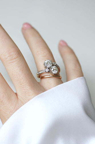 Bague 56.5 Bague Ancienne Toi et Moi Diamants 2,60 Cts sur Or Jaune et Platine 58 Facettes