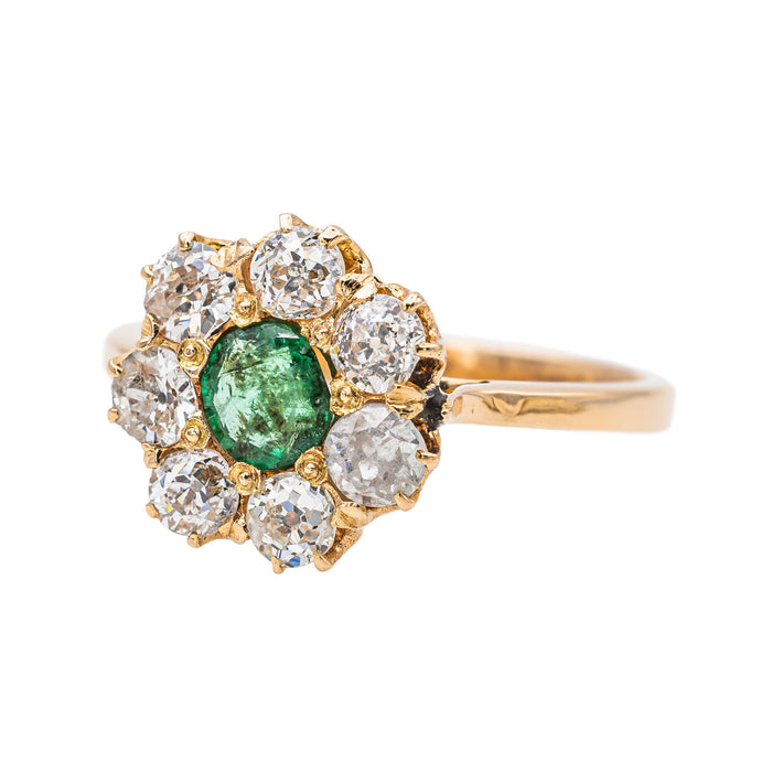 Ring Daisy Emerald Rose Gold