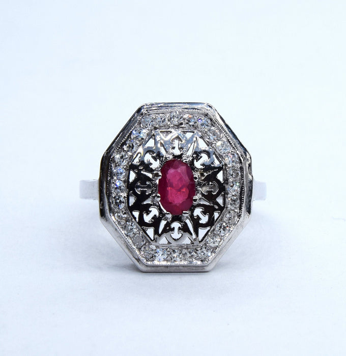 Anello Rubino Diamanti Art Deco