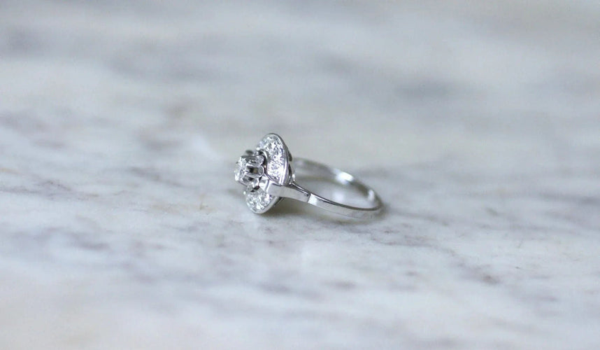 Bague 55.5 Bague Cible Art Déco Or Blanc Platine Diamant 58 Facettes