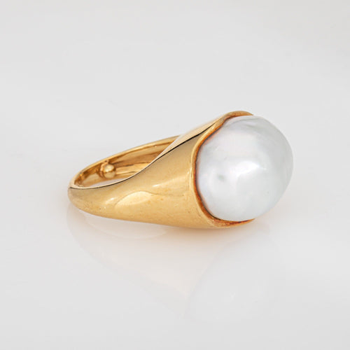 Bague Bague vintage Tiffany & Co. en or jaune 18 carats, signée Elsa Peretti, taille 5,5, or et perle. 58 Facettes G13980