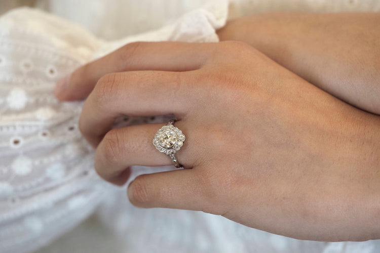 Bague 54 Bague vintage diamant en platine 58 Facettes 25713 25489