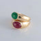 Bague Poiray - Bague Double jonc Emeraude Rubis cabochons 58 Facettes 1