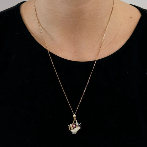 Pendentif PENDENTIF PANIER PIERRES PRECIEUSES & NACRE 58 Facettes BO/230038/