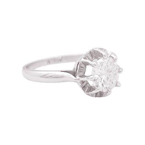 55 Bague solitaire platine, diamant. 58 Facettes 34159