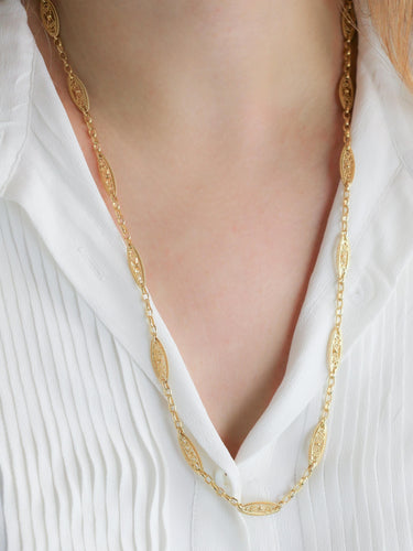 Collier Collier chaine Art Nouveau maille filigrane or jaune 58 Facettes 1152.2