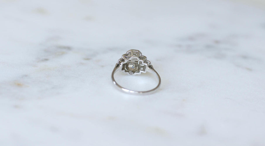 Bague 53.5 Bague Art Déco Diamants sur Or et Platine 58 Facettes