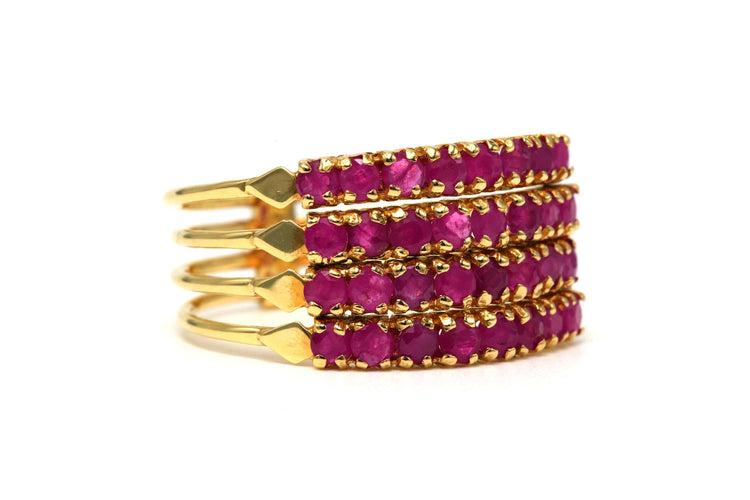 Bague 58 Bague Contemporaine or jaune sertie de rubis 58 Facettes 22781