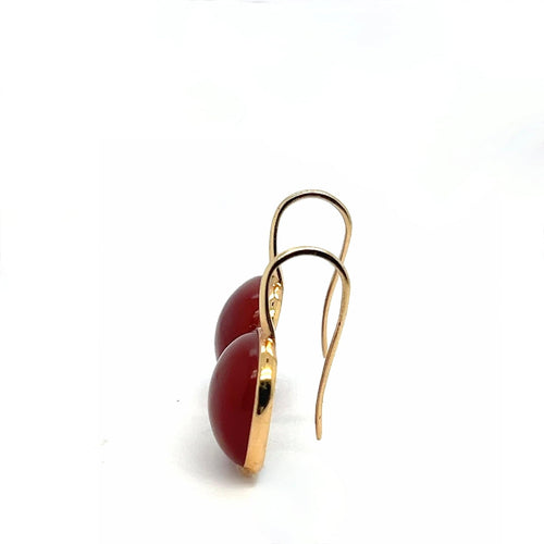 Boucles d'oreilles Boucles d'oreilles en or avec agate rouge et nacre 58 Facettes