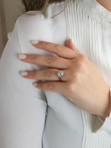 Bague 52 Bague solitaire diamant taille ancienne Old Mine Cut 3,07 carats 58 Facettes 1113.2