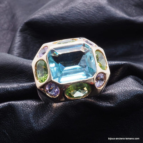 Bague 55.5 Bague Aigue Marine Péridot Améthyste - ref 4297 58 Facettes 4297