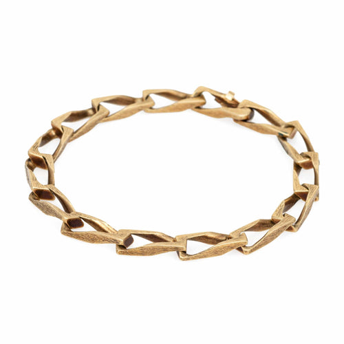 Bracelet Bracelet à maillons gourmette carrés or jaune - années 70 58 Facettes G12675