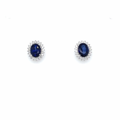Boucles d'oreilles Vintage Sapphire Diamond Gold Cluster Stud Earrings 58 Facettes