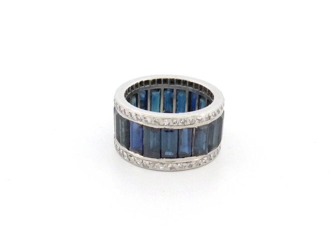 Bague 51 bague bandeau 20 saphirs 13ct baguette en or blanc 100 diamants 58 Facettes 262243