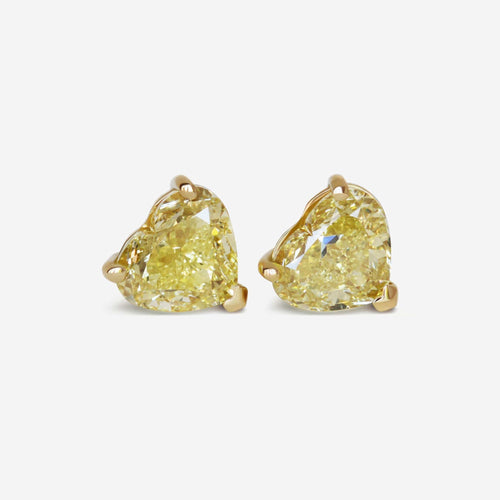 Boucles d'oreilles Boucles d'oreilles fantaisie en forme de cœur jaune intense et diamant 58 Facettes 22588S