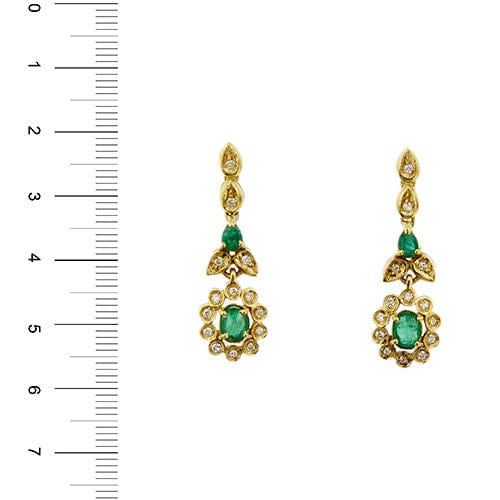 Boucles d'oreilles Boucles d'oreilles en or jaune avec émeraudes et diamants 58 Facettes 37119