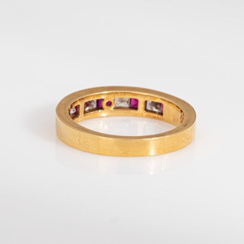 Tiffany & Co Ruby Diamond Ring 4mm Band Vintage 18k Yellow Gold Signed Jewelry 58 Facettes G13930