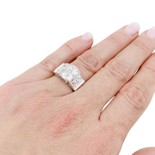 Bague 50 Bague platine, or blanc, diamants. 58 Facettes 34005