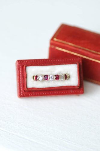 Bague 50 Bague Demi Alliance Rubis et Diamants sur Or jaune 58 Facettes