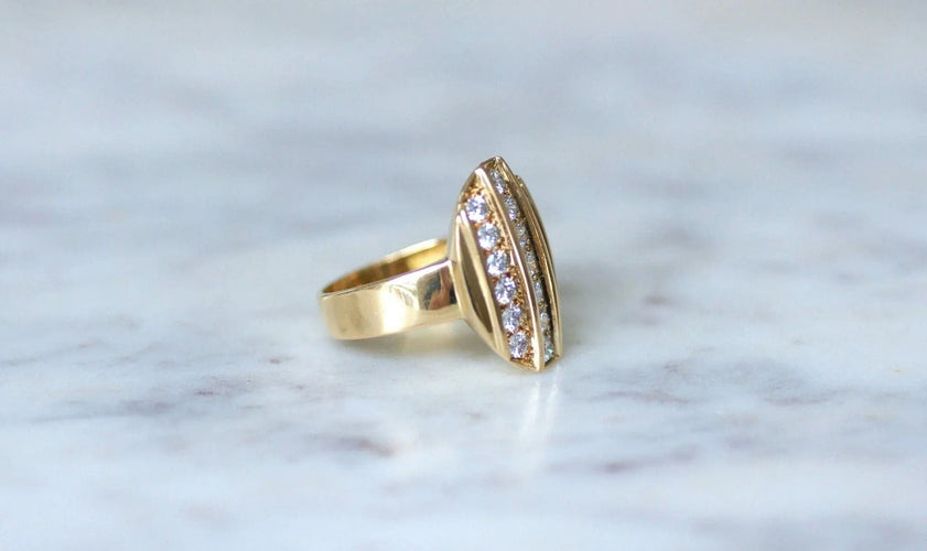 Bague 54 Bague Plaque diamants or jaune 58 Facettes