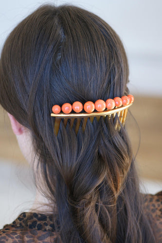 Peigne à Cheveux Ancien Corail Or Jaune 58 Facettes